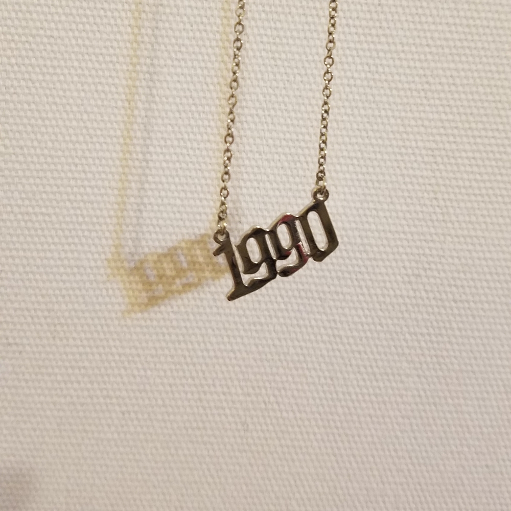 1990 Old English Gothic Font Birth Year Necklace